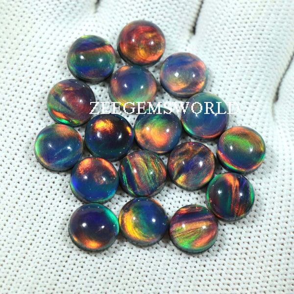 Aurora Opal Cabochon- Round Aurora Opal Wholesale Lots- Making for Jewelry- Crystal Doublet- Loose gemstone