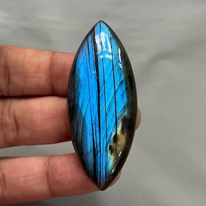 Stunning Blue Labradorite Cabochon, Gemstone for Wire Wrapping, Labradorite Marquise Stone, Cabochon For Pendant, 52x21x7 MM