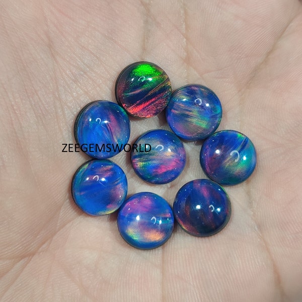 Calibrated Blue Aurora Opal Cabochon Wholesale Lot- Round Shape Aurora Opal Doublet- Loose Gemstone- Making For Jewelry