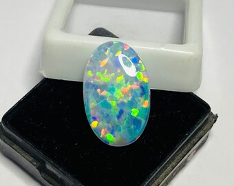 White Opal Cabochon, Lab Grown Ethiopian opal Gemstone,  Beast For Silver Jewelry, Both Side Use Fire opal, 18x12x4 MM Opal Birthstone