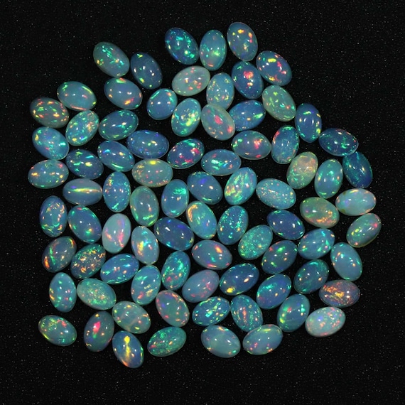 Ethiopian Opal Cabochon, Natural Oval Opal Gemstone Lot- High Hand Polish Opal- Making For Jewelry- 6x4 mm