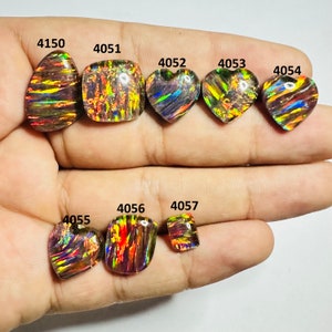 Amazing Fire Opal Loose Gemstone Gilson Opal Mix Shape- Black Aurora Opal Doublet Cabochon- Making For Jewelry- Aurora Opal Gems