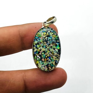 Opal Silver Pendant, Monarch Opal Pendant, 925 Sterling Silver Necklace, Minimalist Jewelry, Anniversary Gift, Gift for Her