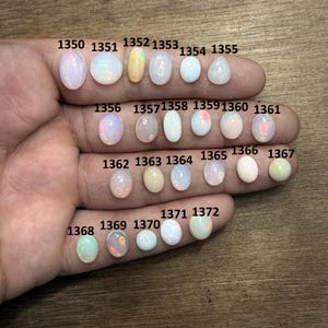 Vit etiopisk opal cabochon, Welo eldopal ädelsten, hög handpolerad opaltillverkning för smycken