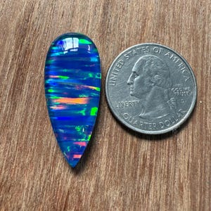 AAA+++ Opal Cabochon - Blue Crystal Opal Doublet Gemstone, Pear Shape, Opal Birthstone, Loose Stone, Making For Necklace, 35x14x5 MM