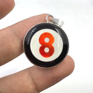 Billiards Ball Pendant, 925 Sterling Silver Necklace, Poll Ball Handmade Pendant, Anniversary Gift, Everyday Jewelry