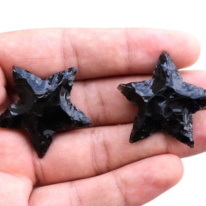 Star Gemstone - Wholesale Lot Obsidian star- Craving star Gemstone- Crescent Star Shape- Wire Wrapping Stone