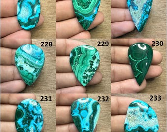 AAA+++ Crysocolla Malachite Cabochon, Natural Malachite Healing Gemstone, Handmade Stone, Making For Necklace