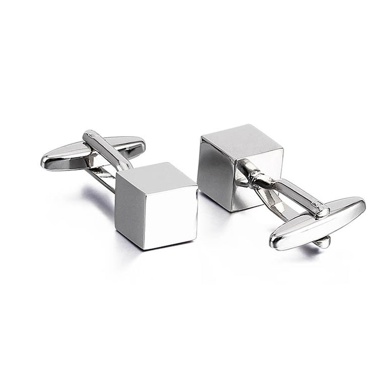 Hexahedron Cufflinks for Groom Plane Party Supplies Minimalism Wedding Bridegroom CuffLinks Silver Cube Cuff Links Gifts for Groomsmen