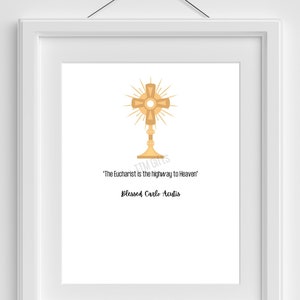 Blessed Carlo Acutis Eucharist Quote, Blessed Carlo Christian Wall Art, Saint Quote Printable, Kids Room Saint wall art, Catechism Printable