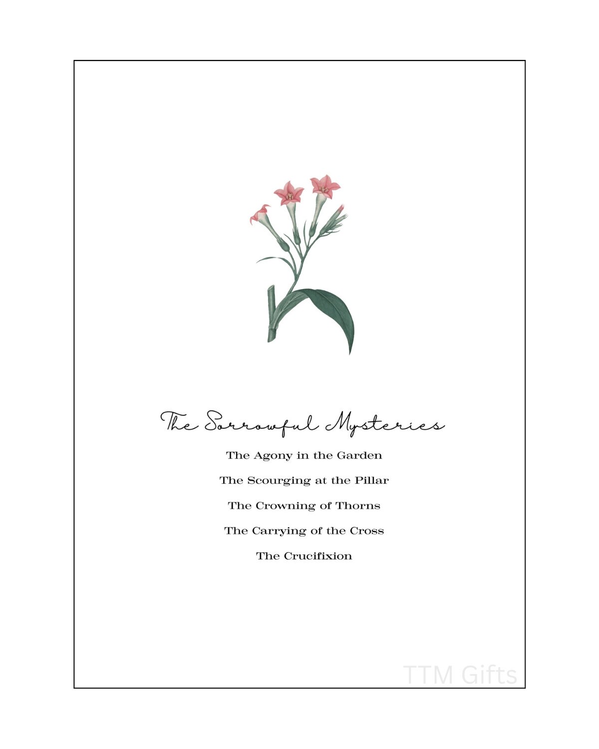 Mysteries of the Rosary Floral Art Print Set – Catholic Home Decor ...