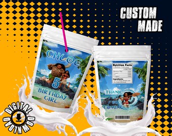 Moana Capri Sun Labels, Moana Juice Pouch Labels, Moana Water Labels, Moana Drink Pouch Labels, Digital Files