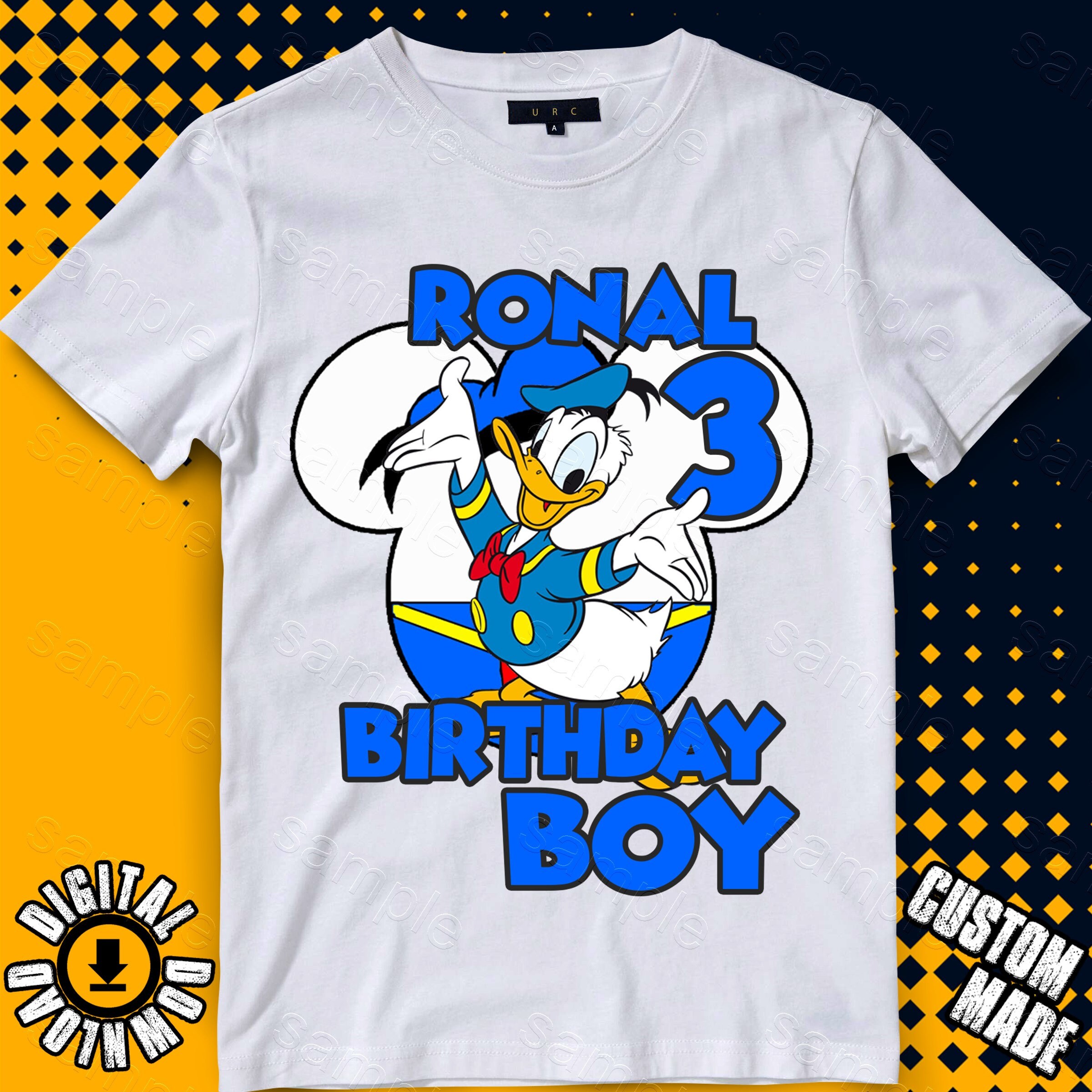 Boy Girl birthday bodysuit/onesie Donald Duck first birthday shirt Donald Duck 1st birthday shirt Boy Girl birthday shirt Personalized Customized Donald Duck birthday shirt 