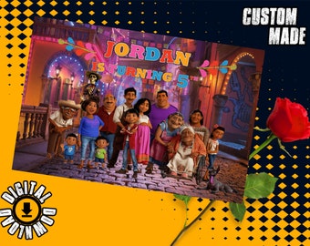 Coco-bakgrund, Coco-banderoll, Coco-födelsedagsfest, Coco-festtillbehör, Coco-dekorationer, Coco-bakgrund, digitala filer