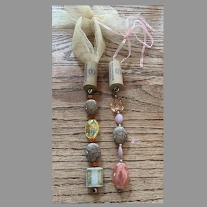 Handmade Wine Cork Ornaments Woodbridge Beads SET OF TWO
