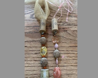 Handgemachte Weinkorken Ornamente Woodbrücke Perlen SET OF TWO