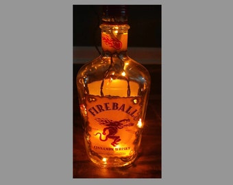 Fireball Alcohol Bottle Light Lamp Handmade