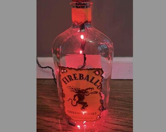 Fireball Alcohol Bottle Light Lamp Handmade Gift Idea Unique Light