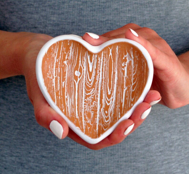 soap dish heart shaped saucer heart ring dish wood jewelry dish trinket dish Handmade ceramic rustic wedding ring dish bridesmade gift