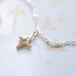 Birthstone Star Bracelet - Personalised Star Charm Bracelet - Two-Tone Silver Gold