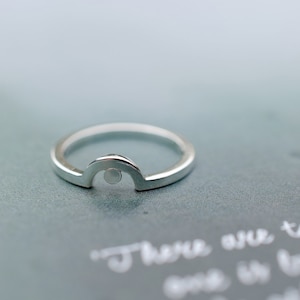 Minimal Geometric Rainbow Arc Ring - Sterling Silver - Yellow Gold