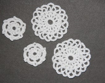 Mini lace covers, 4-set, mini doilies, doily, mini crochet covers, scrapbooking, happening emails, application