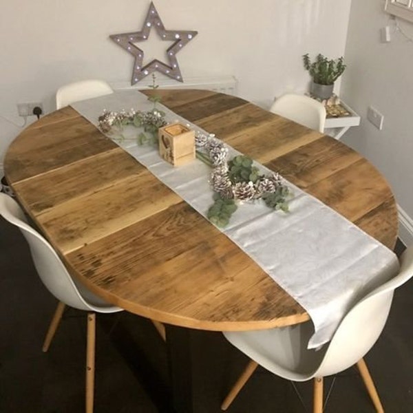 The Harley - Custom Made Reclaimed Wood Fixed / Extending Dining Table with Contemporary Steel Legs