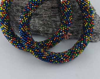 Crochet chain, tube chain, colored piece of jewelry