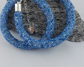 Crochet chain, tube chain, blue chain