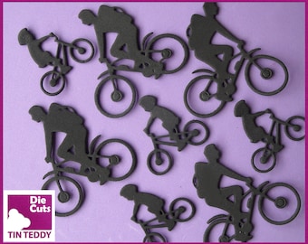 Troqueles de ciclista - 8 ciclistas troquelados en espuma - Adornos de silueta de motociclista, hombre y niño en bicicleta