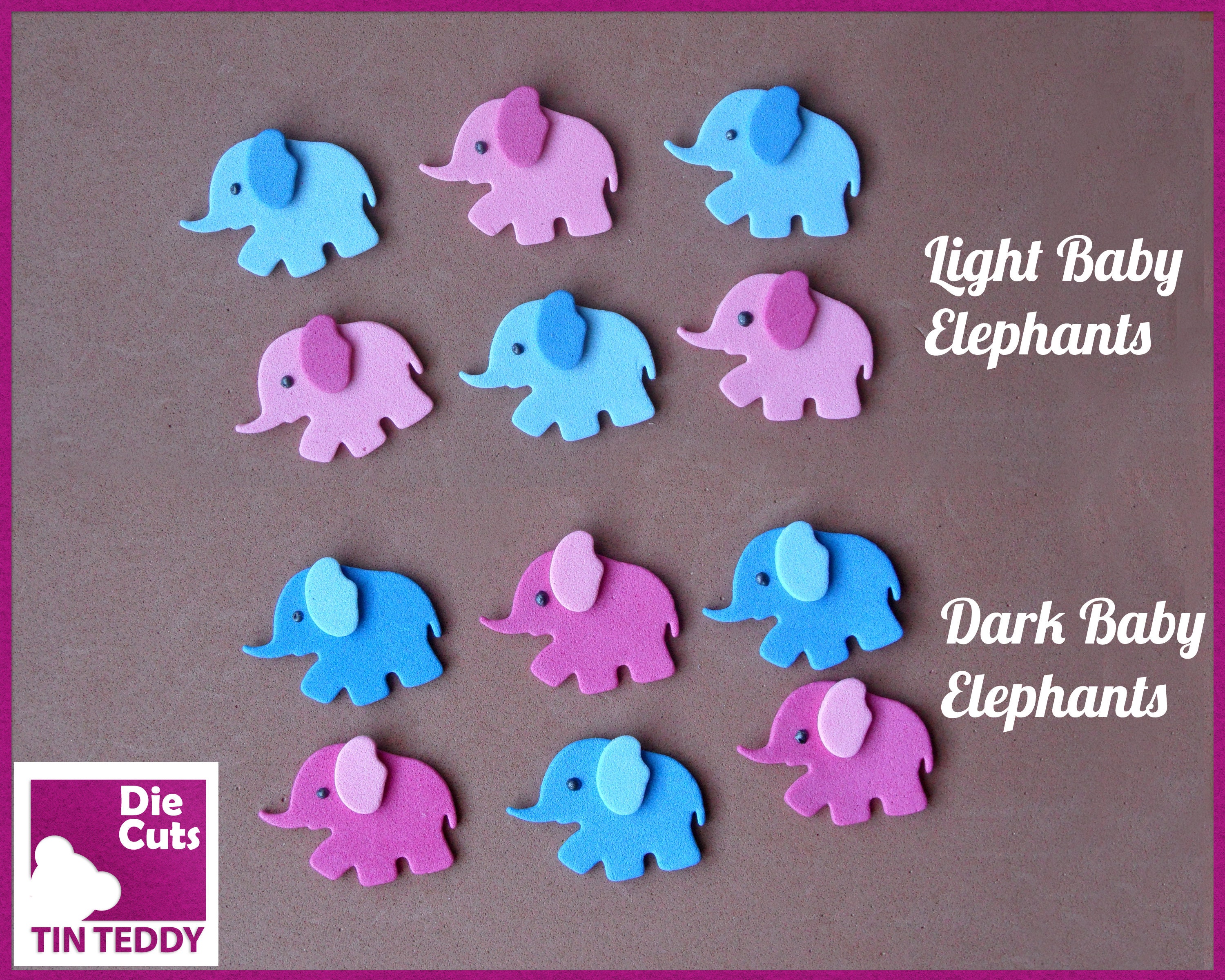 Small Die Cut Elephants Foam Elephant Die Cuts Baby Elephant Etsy