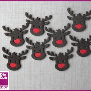 Kleine sterben geschnittene Rentiere, 8 Schaumstoff-Rentiere mit der roten Nase stanzen für Weihnachten Handwerk Rentier Topper Verzierungen