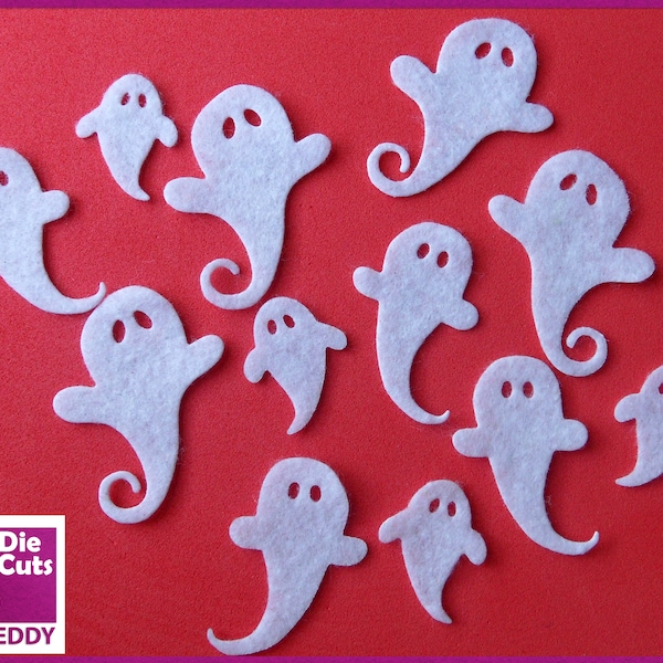 Felt Ghost Die Cuts - Halloween Ghost Embellishments - Spooky Die Cut Ghosts for Crafting - Felt Halloween Ghost Toppers