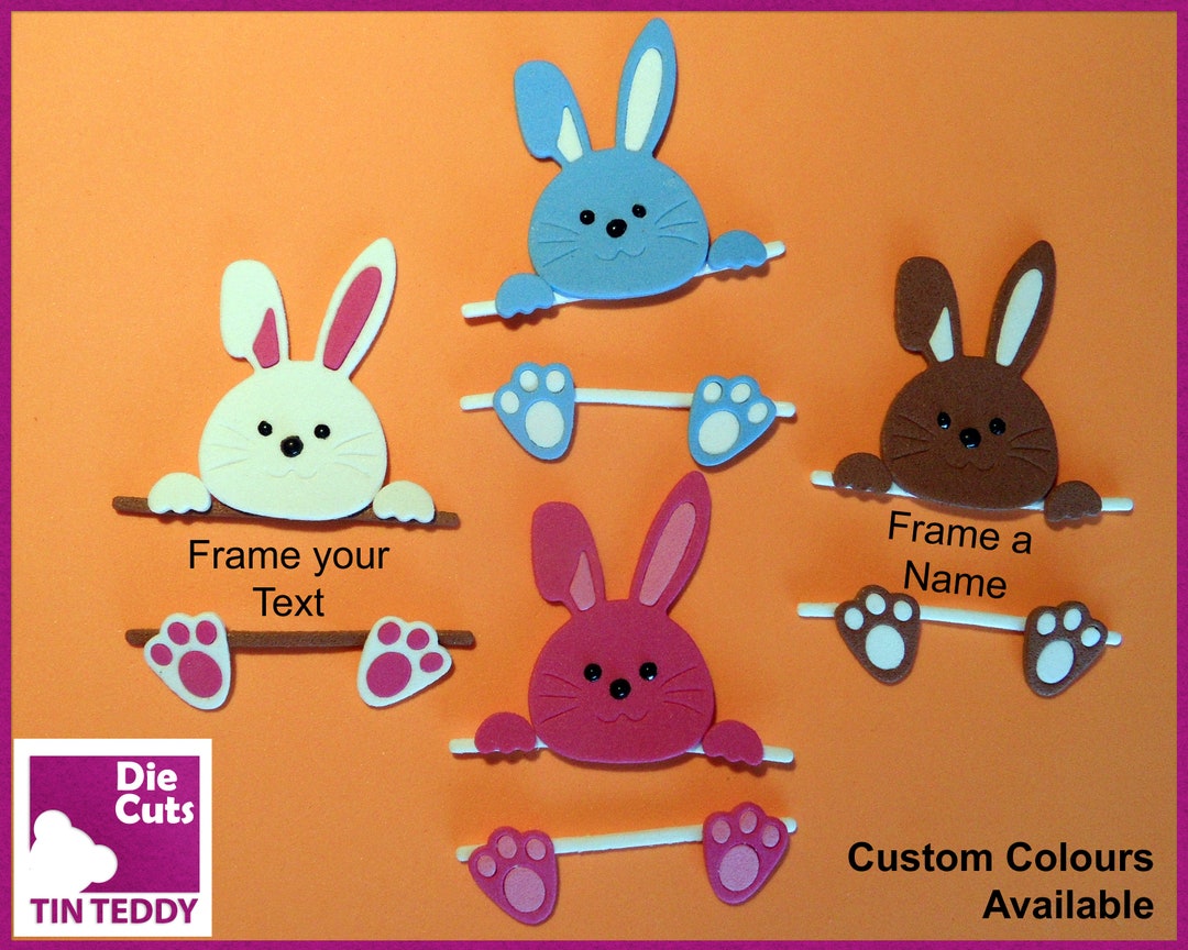 4 Rabbit Frame Die Cuts Bunny Toppers Rabbit Embellishments for