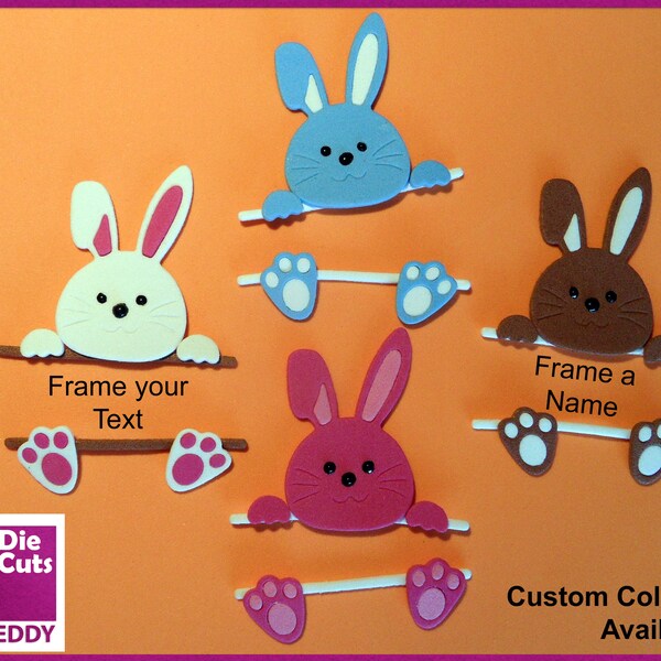 4 Rabbit Frame Die Cuts - Bunny Toppers - Rabbit Embellishments for Cardmaking and More - Frame Your Sentiment