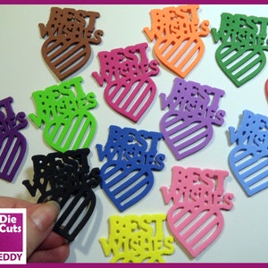 10 Meilleurs vœux Die Cuts - Sentiments colorés pour la fabrication de cartes et autres bricolages - Meilleurs vœux Toppers