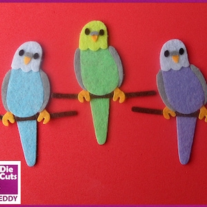 Felt Budgie Toppers - Budgie Embellishment - Felt Budgerigar Felties - Felt Parakeet Die Cut Toppers for Crafting - Wool Felt