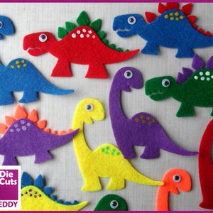 Felt Dinosaur Die Cuts  Die Cut Dinosaurs for your Craft Projects. Googly Eye Dinosaur Toppers Prehistoric Dinosaur Embellishments