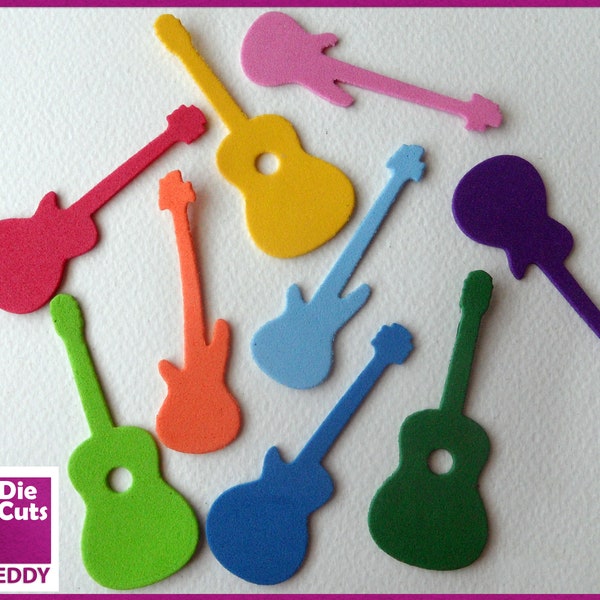 Guitar Die Cuts - Foam Guitar Embellishments for Crafting - Guitar Toppers - Many Colours Available