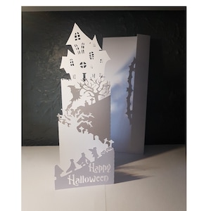 Halloween vouw Kaart envelop pompoen spook spooky SVG PDF PNG papier snijden instant download sjabloon Cut bestand 3D Cuts gevouwen kaart ambachten