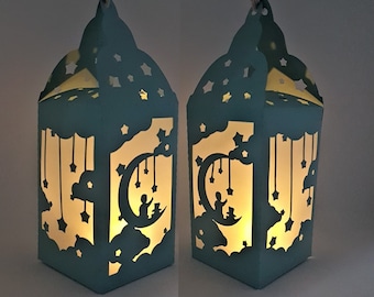 Baby on Moon paper cutting lantern template SVG PNG PDF instant download Cut file paper craft 3d cuts 3d craft Baby shower