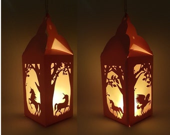 Unicorn #1 Lantern paper cutting template SVG PNG PDF instant download Cut file paper craft 3d cuts 3d craft garden magic dust pixie
