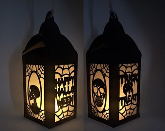 Skull Lantern Halloween haunted paper cutting template SVG PNG PDF instant download Cut file paper craft 3d cuts 3d craft trick or treat