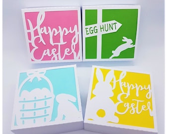 Szablon wycinania papieru do pudełek na smakołyki wielkanocne SVG PNG PDF natychmiastowe pobieranie Wytnij wycinanki papierowe 3d pudełko rzemieślnicze Prezent, impreza, dzieci, dzieci, króliczek