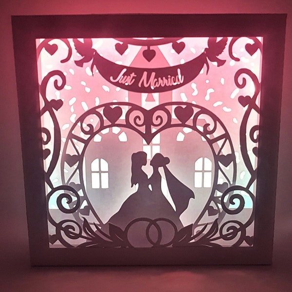 Mrs and Mrs Just married shadow box SVG PDF PNG paper cutting instant download template Cut file 8x8 10x10 12x12 Inch 3D Cuts wedding gift Mrs and Mrs Just married shadow box SVG PDF PNG paper cutting instant download template Cut file 8x8 10x10 12x12 Inch 3D Cuts wedding gift