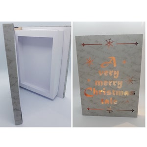 Book box frame Shadow light box Merry Christmas Rectangle paper cutting template SVG PNG PDF instant download cut file