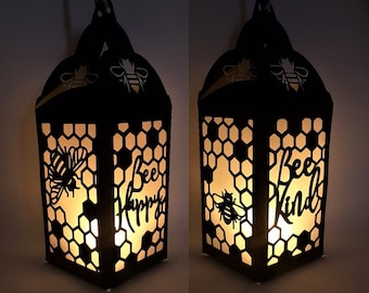 Bee Kind Bee Happy paper cutting lantern template SVG PNG PDF instant download Cut file paper craft 3d cuts 3d craft Bumblebee honey hive