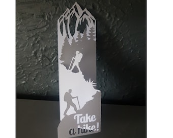 Hiking fold Card and envelope SVG PDF PNG paper cutting instant download template Cut file 3D Cuts folded card crafts take a hike mountain