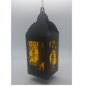 Skeleton Lantern Halloween haunted forest paper cutting template SVG PNG PDF instant download Cut file paper craft 3d cuts 3d craft