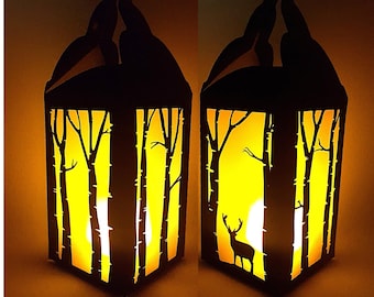 Stag Woods Lantern paper cutting template SVG PNG PDF instant download Cut file paper craft 3d cuts 3d craft Deer, Forest Diy